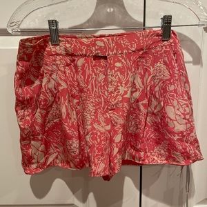 White and pink floral design shorts